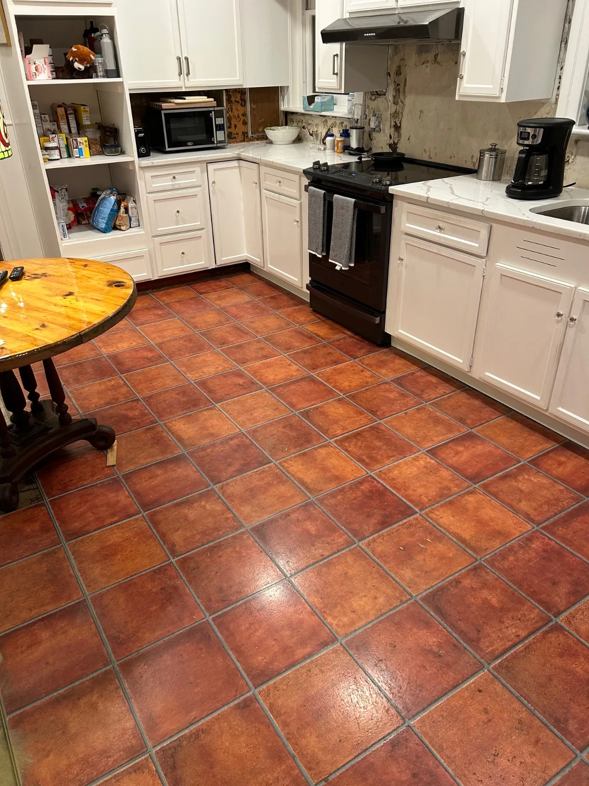 Kitchen & Sunroom Flooring and Backsplash Renovation, before