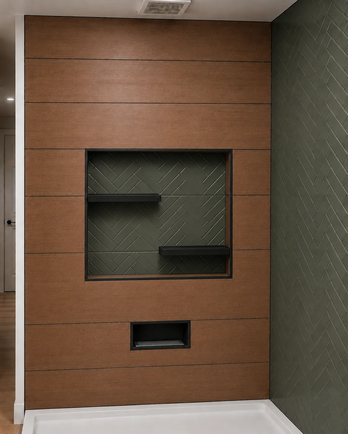 Custom Herringbone Shower Rebuild, rendering